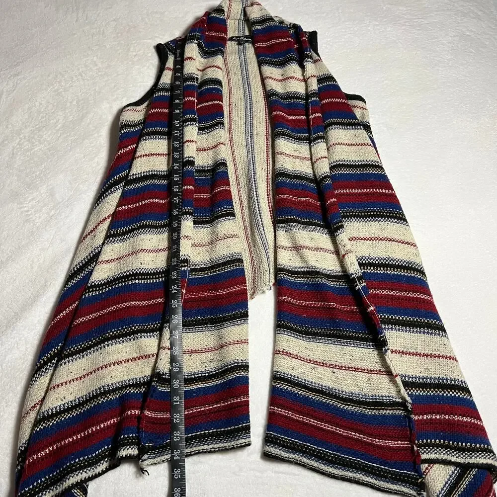 Sam Edelman Stripe Southwestern Elsie Vest Waterfall Hem Shawl Size Small Boho